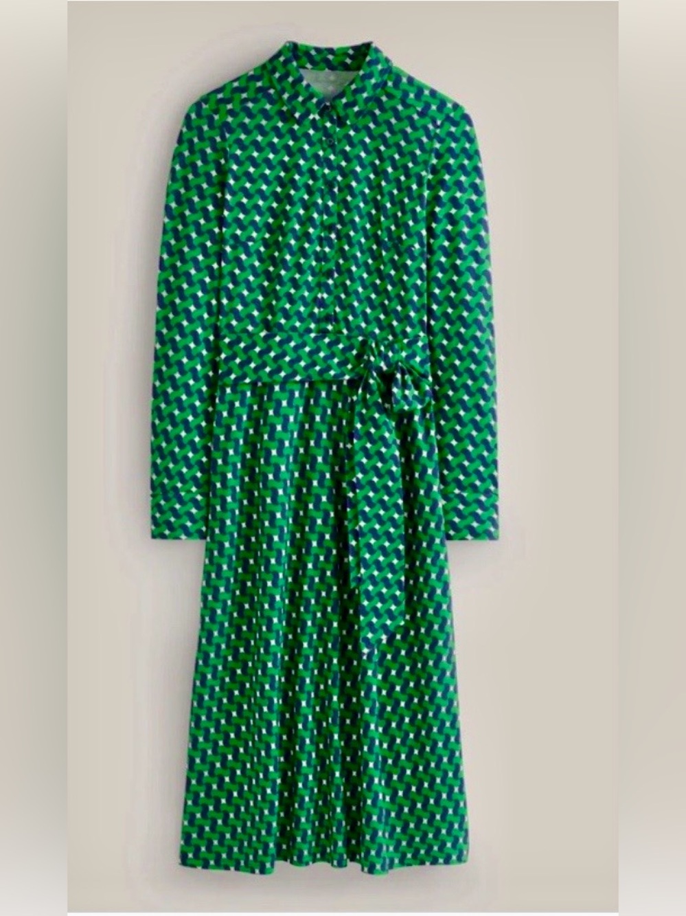 Boden Laura Jersey Midi Shirt Dress Emerald Swirl US6